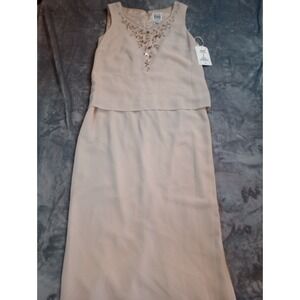 R&M Richards 2pc Dress Womens Sz 10 Champagne Sequin Embellished Mother of Bride
